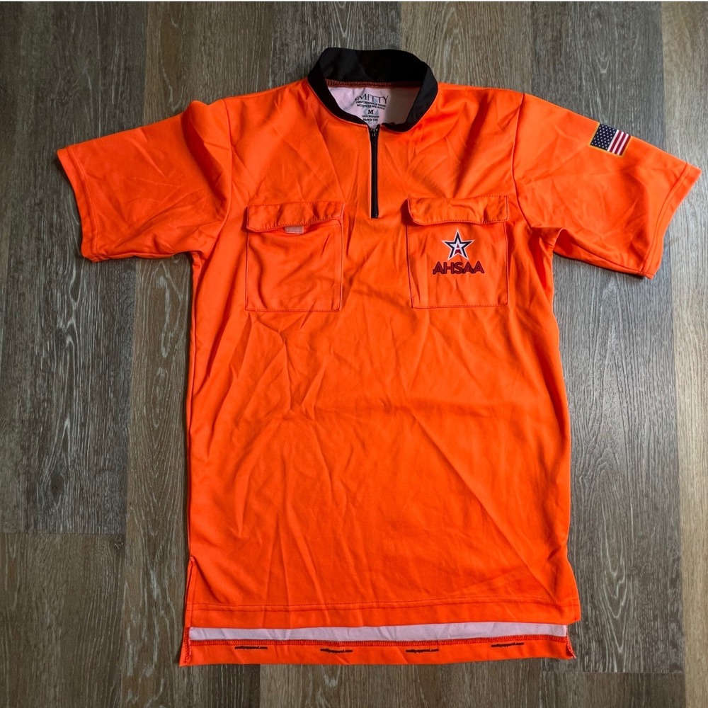 Smitty Umpire Referee Shirt Mens M Orange AHSAA Performance Mesh Quarter Zip